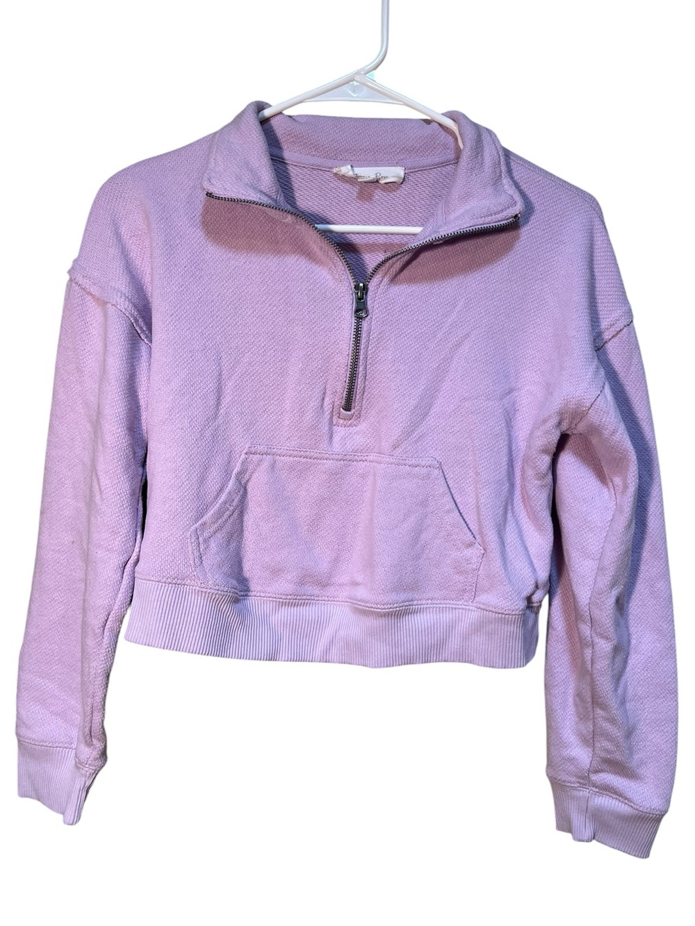 Hippie Rose Quarter Zip Sweatshirt Light Purple Cropped M